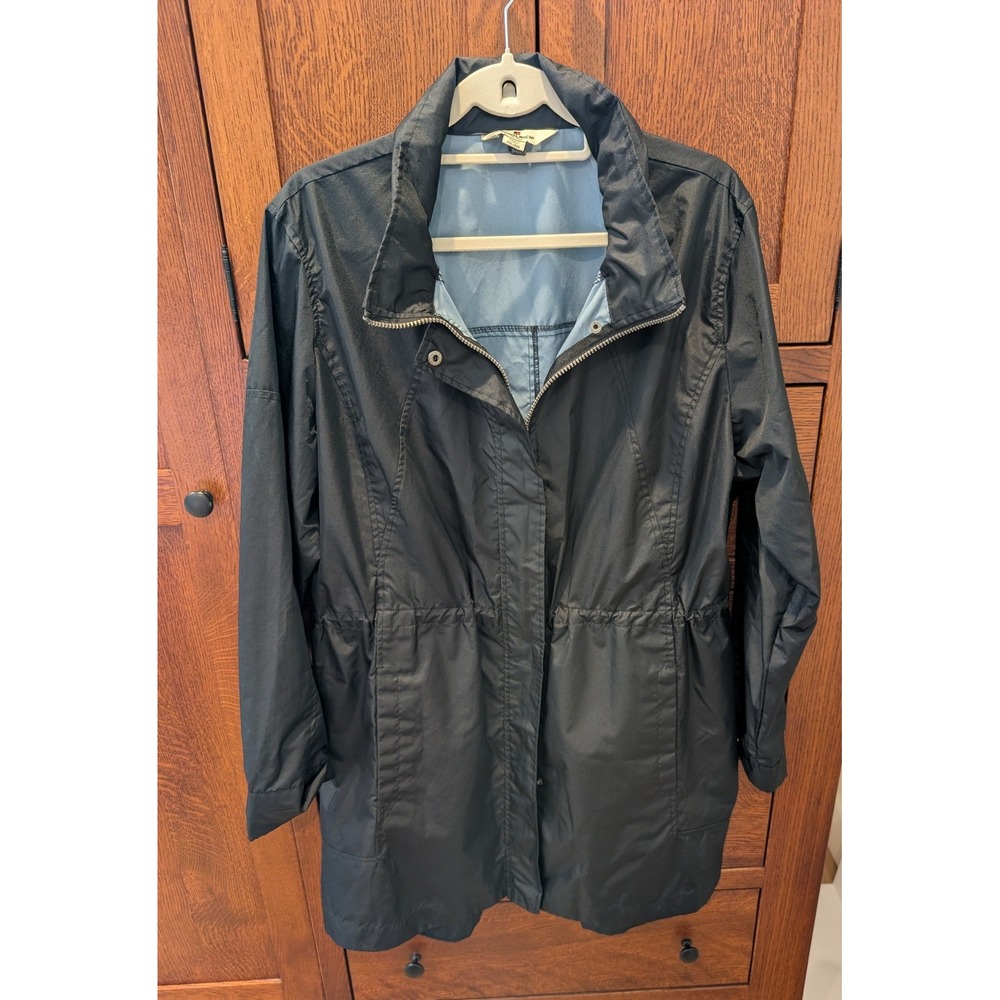 Woolrich Womens Black Utility Jacket Cinched Waist Water Resistant Parka Sx XXL